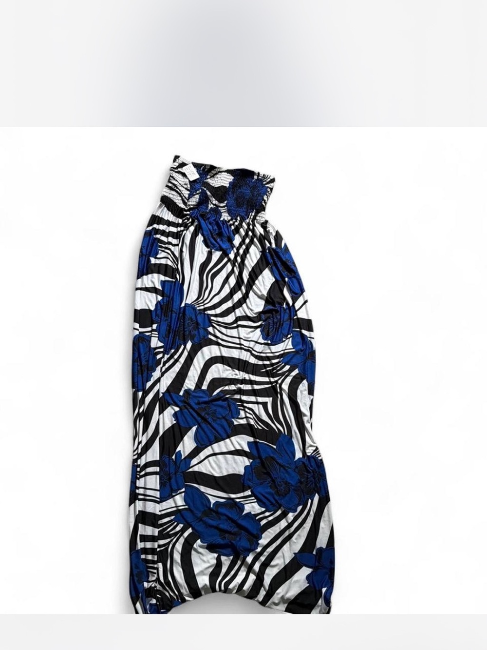 Bebe Blue Floral Black & White Maxi Dress